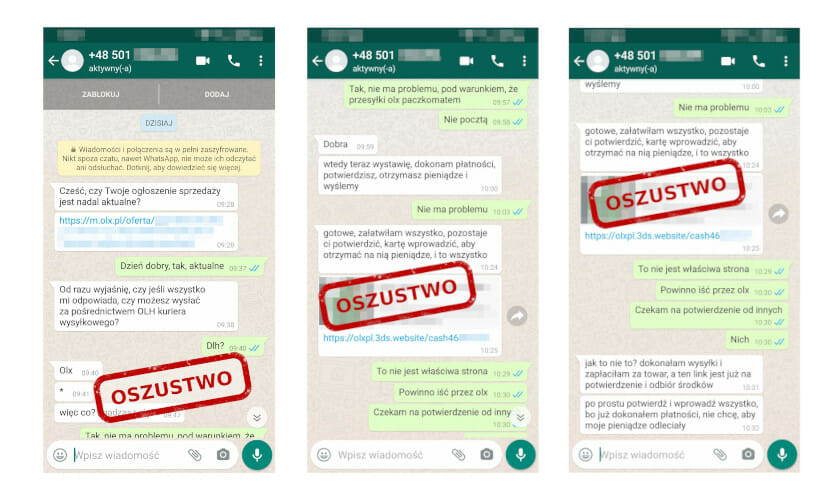 oszustwa olx whatsapp jak odzyskać pieniądze